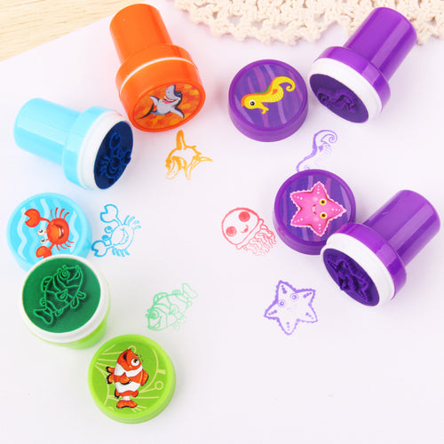 10pcs/Set Children Toy Stamps Cartoon Animals Fruits Kids Seal For Scrapbooking Stamper DIY Cartoon Stamper Toys - Ravji Store