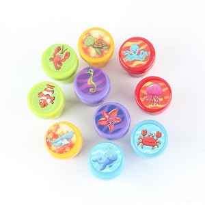 10pcs/Set Children Toy Stamps Cartoon Animals Fruits Kids Seal For Scrapbooking Stamper DIY Cartoon Stamper Toys - Ravji Store