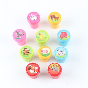 10pcs/Set Children Toy Stamps Cartoon Animals Fruits Kids Seal For Scrapbooking Stamper DIY Cartoon Stamper Toys - Ravji Store